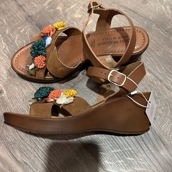 NWT Fabio Maggenti floral leather wedge shoe size 9 - Picture 2 of 11
